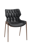 Indoor Wood Grain Metal Chair with Large Diamond Stitch Pattern Black Vinyl Seat